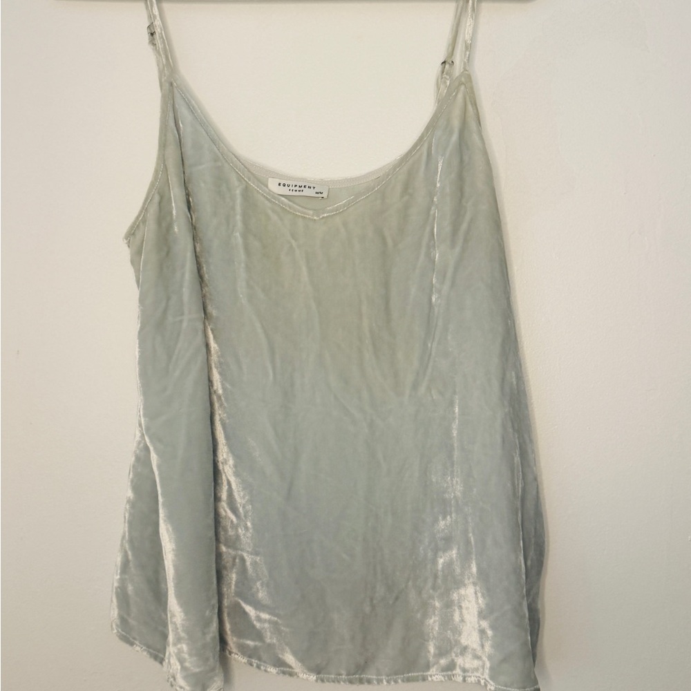 Equipment Light Blue/Pale Grey Velvet Camisole